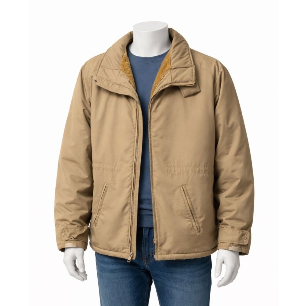 Golden Fleece Coat Mens Size XL Tan Zippered Lined Outerwear Classic USA Vintage